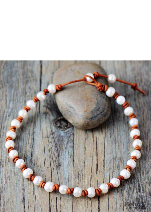 Boho Necklace, Chokers Pearl Knot